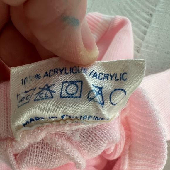 Vintage Little Girls 70’s Ice Skating Bear Pink Sweater Outfit in size 9-12 M - Picture 4 of 12